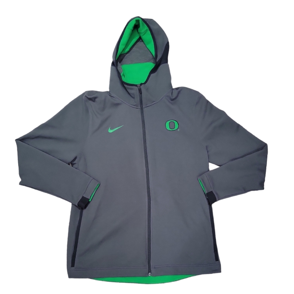 Nike Dri-Fit Grey & Green Zip Up Hooded Jacket Size XL